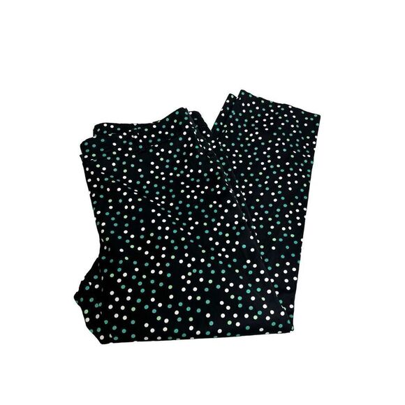 Ann Taylor green and white polka dot ankle pants with black background size 12 - Picture 8 of 13